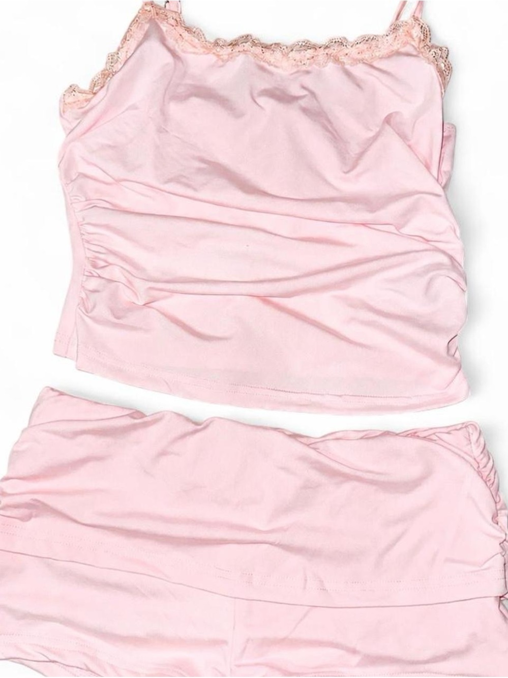 Women's Pink Lace-Trim Pajama Camisole & Shorts Set